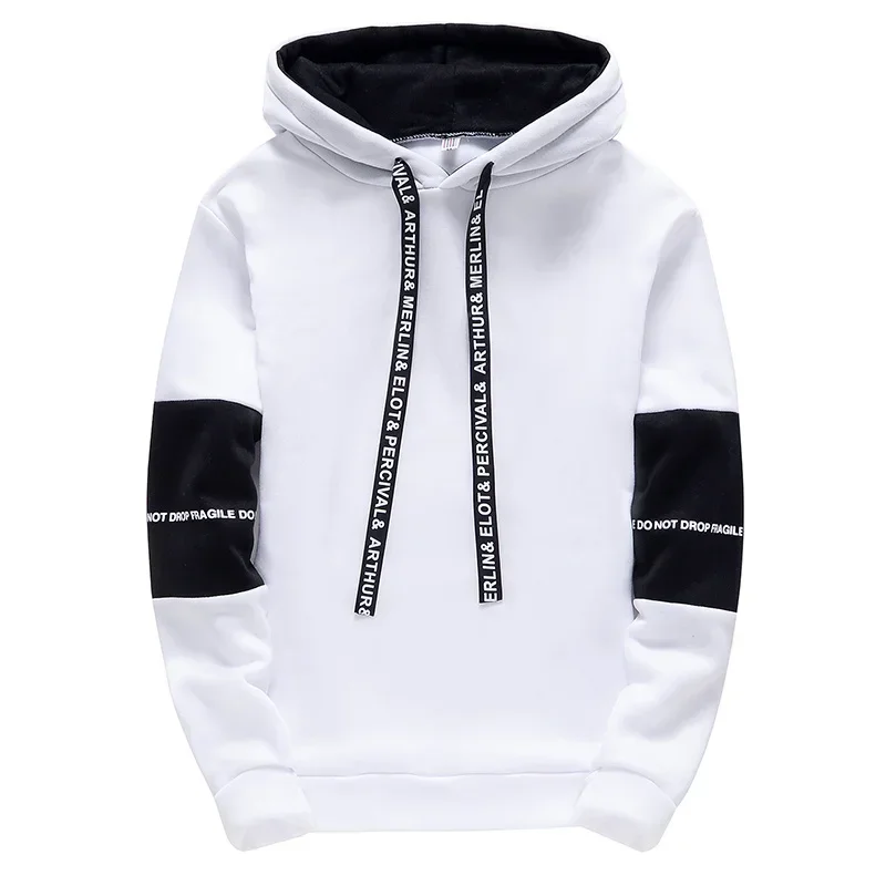 Mens Hooded Sweatshirt Casual Pullover Sweatpants Black White Daily Commuting Home Party Clothing Street Versatile Tops Trousers