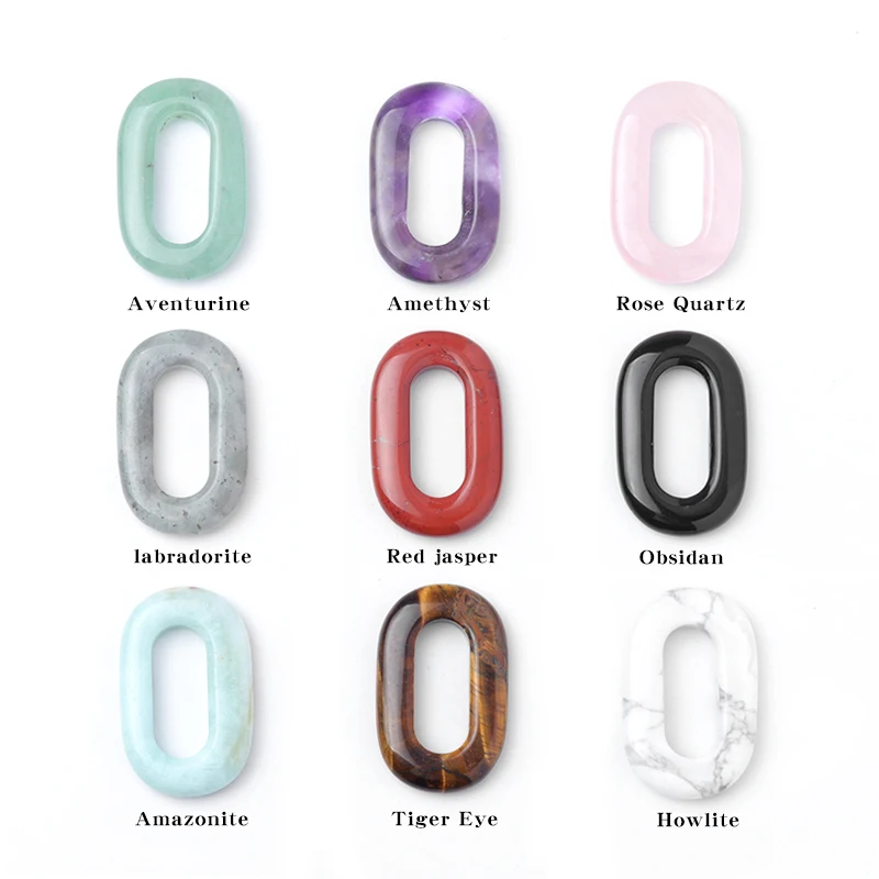 1PC Natural Stone Amethyst Pendant Hollow Oval Crystal Agate Charms Accessories for Women DIY Necklace Earring Making Jewelry