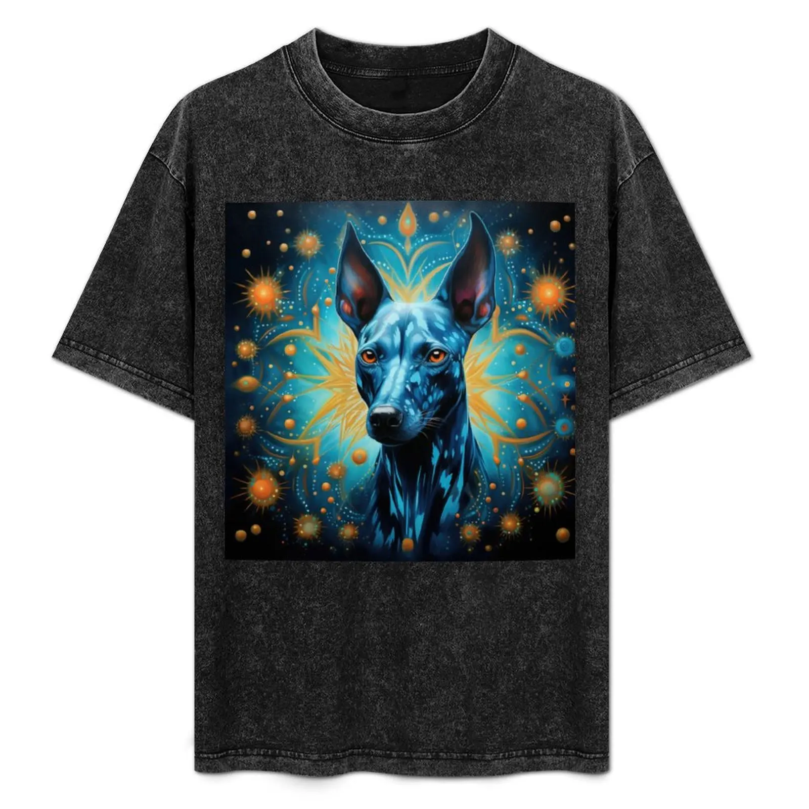 Camiseta Retro Vintage con Arte de Perros Xoloitzcuintle Mexicanos sin Pelo, Camiseta para Festivales de Verano