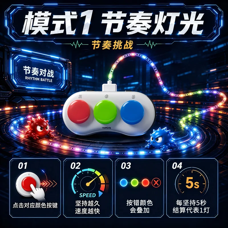 Light strip Xiaoxiao music decompression button eliminates game console rhythm lighting challenge decompression toy