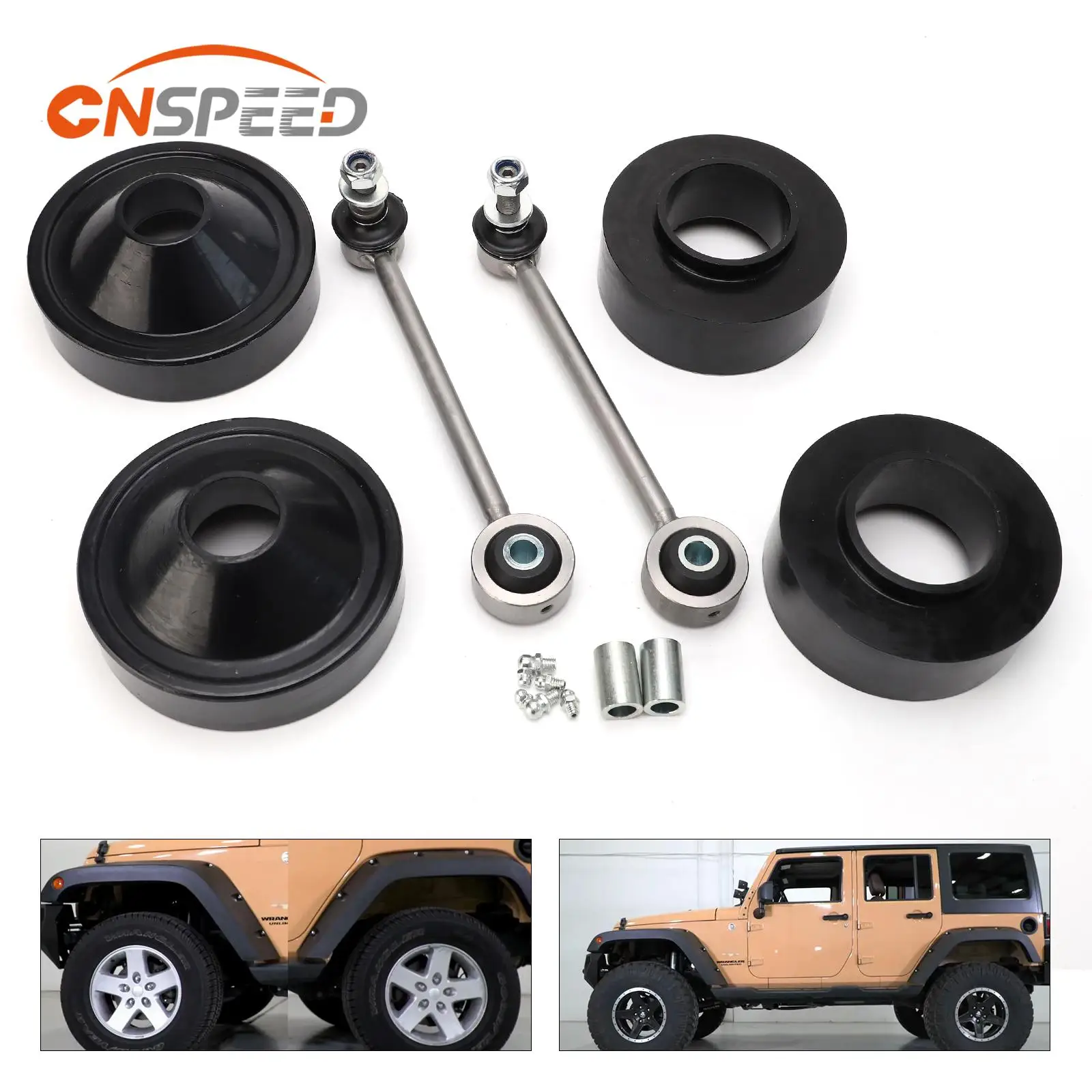 Black Spacer Leveling Lift Kit Reduces Vibration 1155200 Drive Metal Leveling Assembly for Wrangler JK 2007-2018