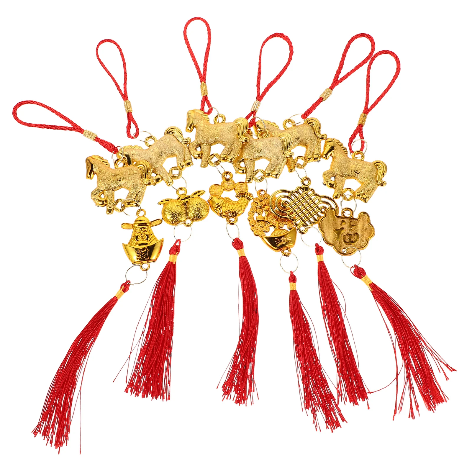 

12Pcs Horse Knot Charms Vibrant 2026 Year of The Horse Tassel Pendants Feng Shui Hanging Decorations Good Luck Chinese New Year