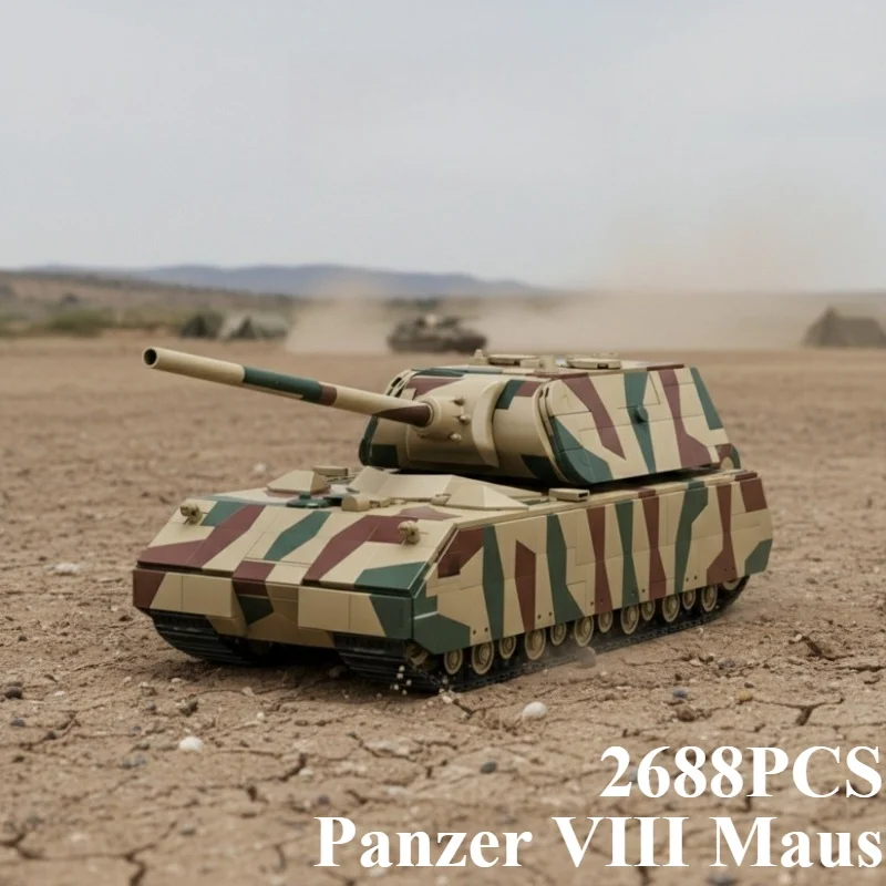 

2688PCS Panzer VIII Maus Tank Building Blocks City Sports Car Model Ornaments Collection Bricks Toys DIY Assembly Toys For Gifts