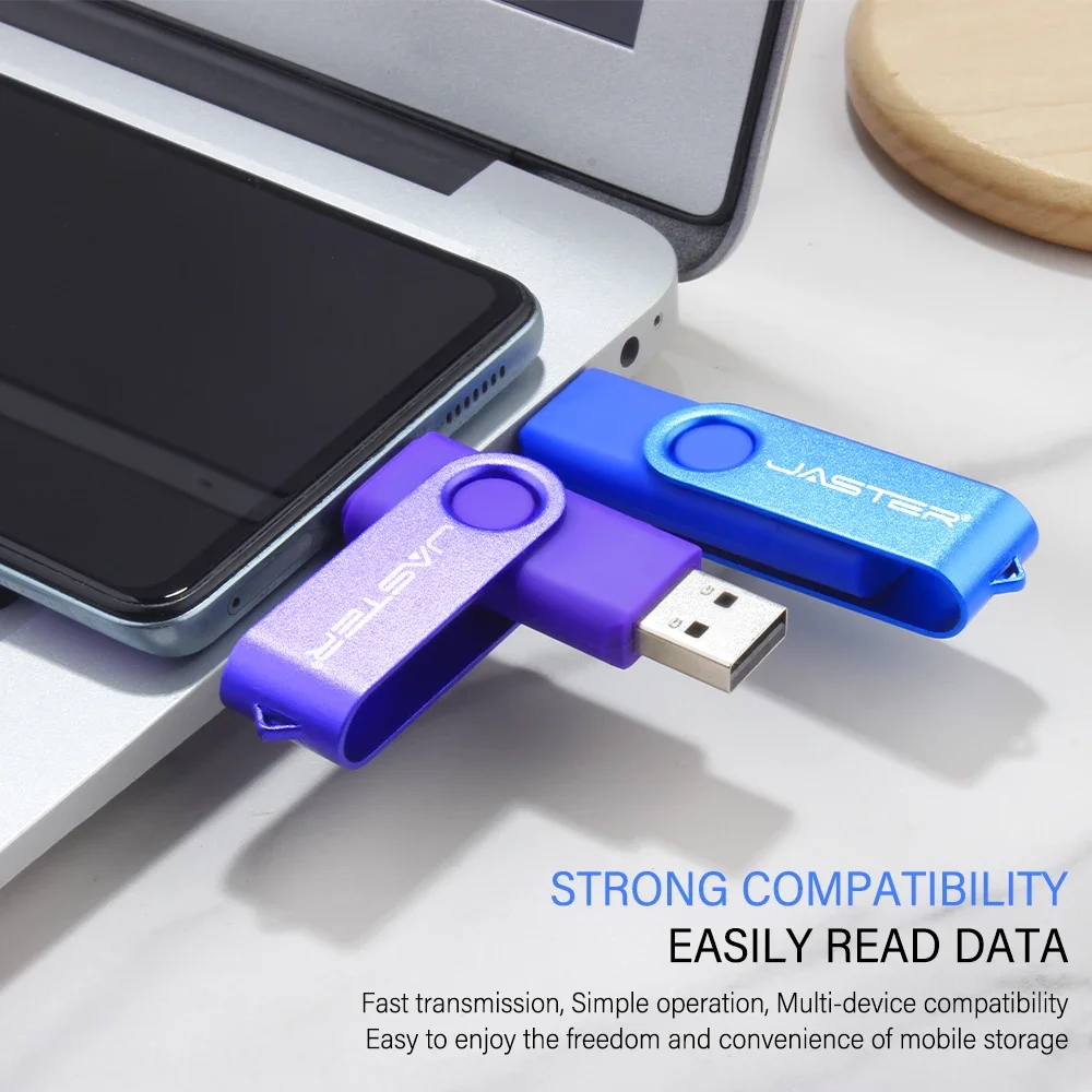 JASTER TYPE-C 2 in1 USB 2.0 Flash Drives 64GB High speed Pen Drive 32GB Blue Memory Stick Red Pendrive for Mobile Phone Computer