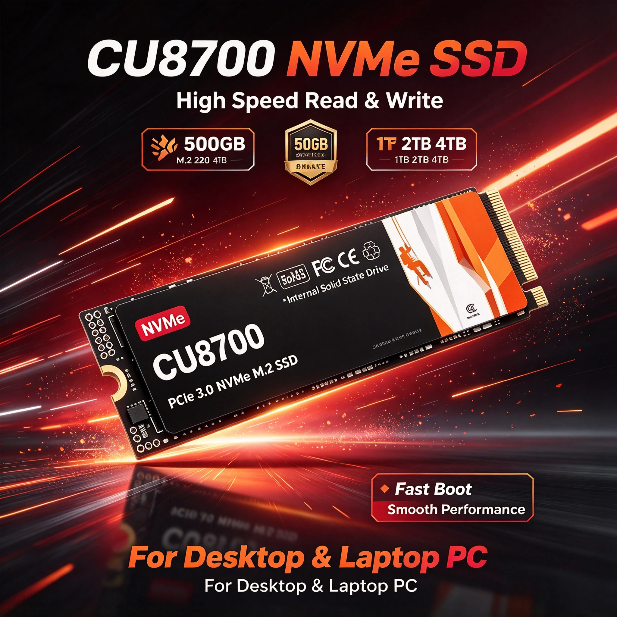 CU8700 NVMe M.2 2280 SSD 500GB 1TB 2TB 4TB High Speed Read Write Internal Solid State Drive for Desktop Laptop PC