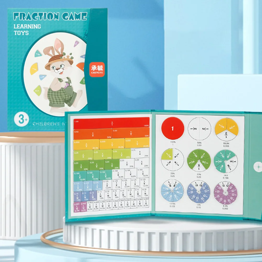 Piastrelle magnetiche con frazioni arcobaleno Cerchi Giocattolo Montessori Manipolatori matematici Giocattoli per l'apprendimento della matematica per la scuola elementare in età prescolare