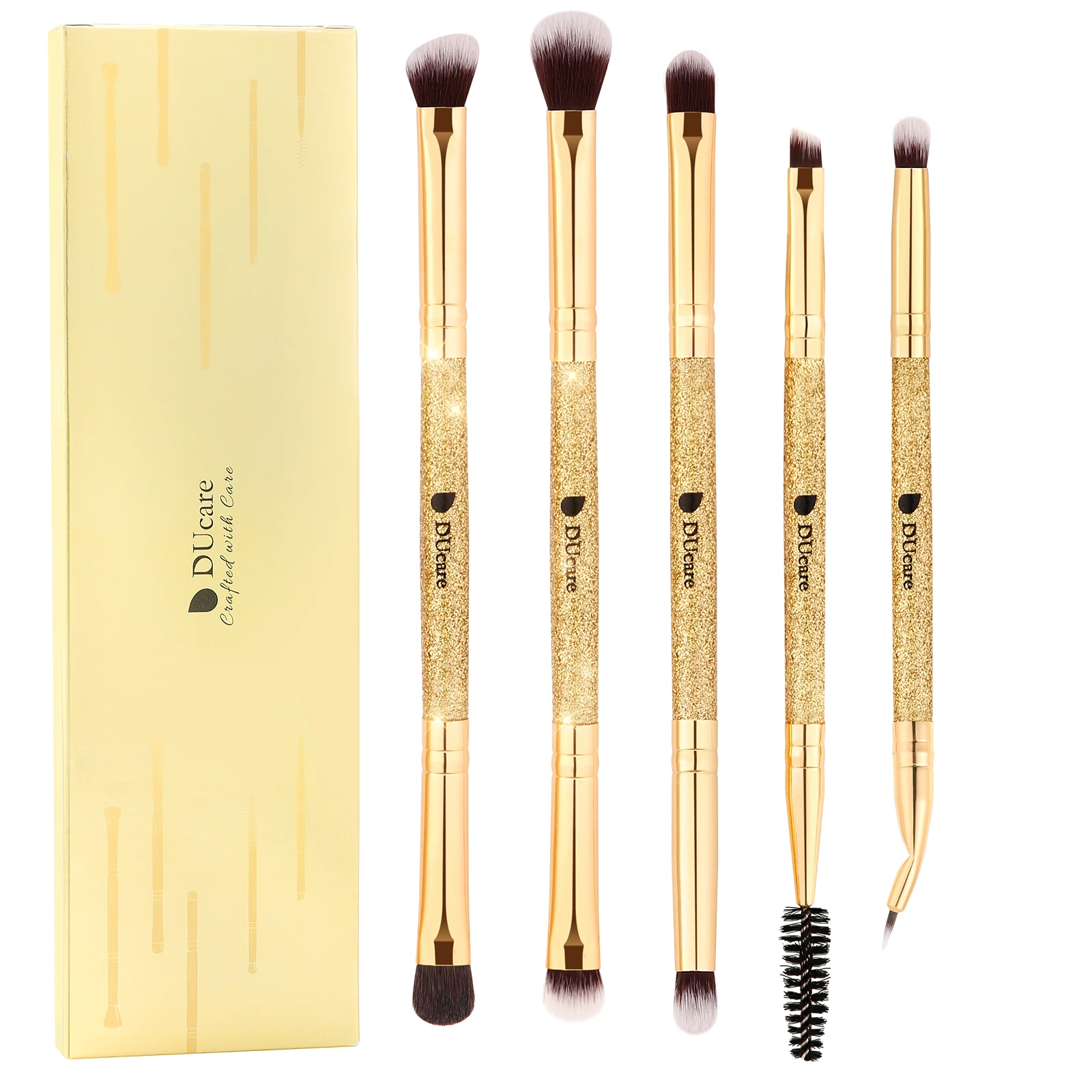 DUcare-Set de brochas de maquillaje de Ojos de sombra de ojos dorada, herramientas de maquillaje, 5 cosméticos de cepillos para ceja