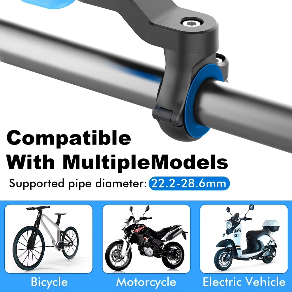 Motorcycle Bike Phone Holder Stand Anti-shake Handlebar Stem Holder 360° Rotatable Navigation Support Security Bracket