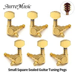 6pcs Golden Guitar Tuner Pegs Small Square Sealed Guitar Tuning Pegs Tuners Machine Heads For Acoustic Or Electric Guitar