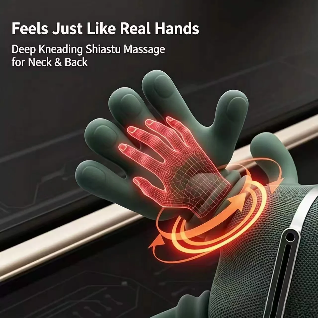 Neck Massager Deep Tissue Shiatsu Shoulder Massage Machine Bionic Human Hand Design Electric Portable for Daily Relaxation