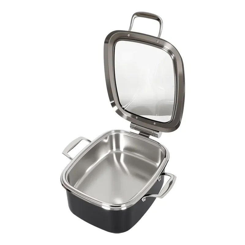 4L Black Rectangular Hydraulic Insulation Pot for Hotel Restaurant Catering Buffet Service Food Warmer Container Kitchen