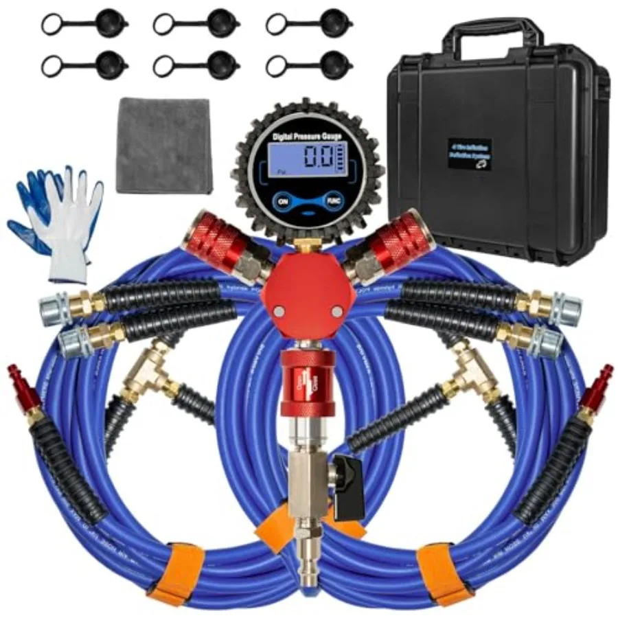 

4-система надувания шин, 4-сторонний надувной насос для шин, дефлятор с твердым корпусом для хранения, внедорожный насос для шин с манометром воздуха