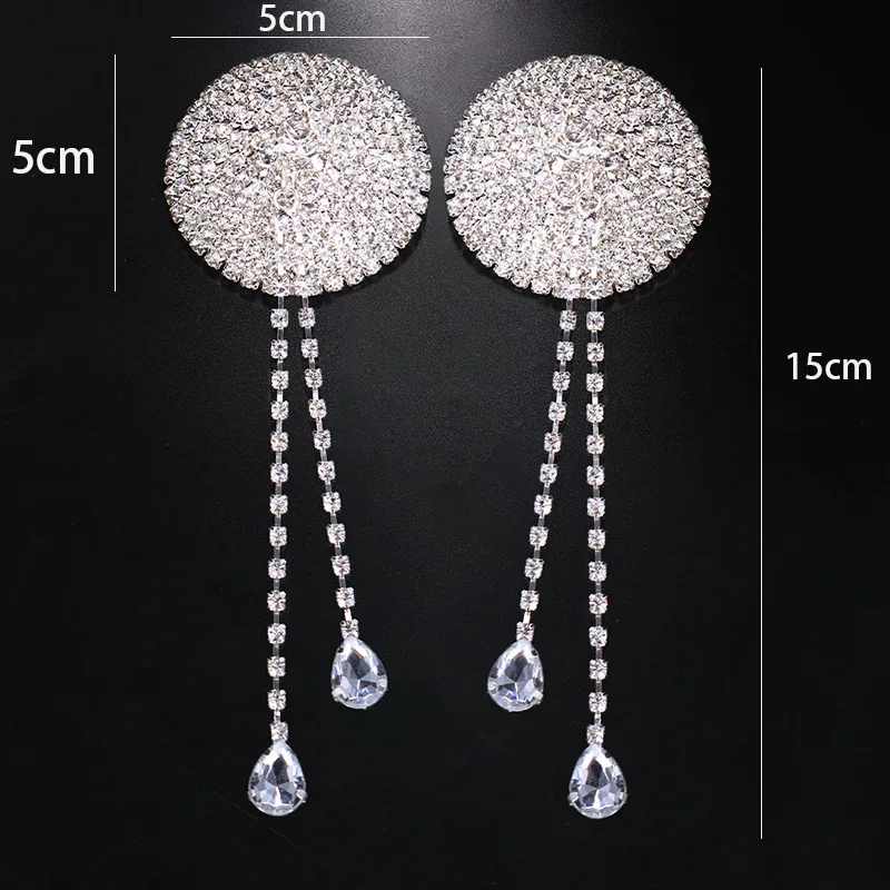 

2025 New Hot Selling New Product Fashion Geometric Tassel Chest Patch European and American Sexy Water Diamond Chest Decoration