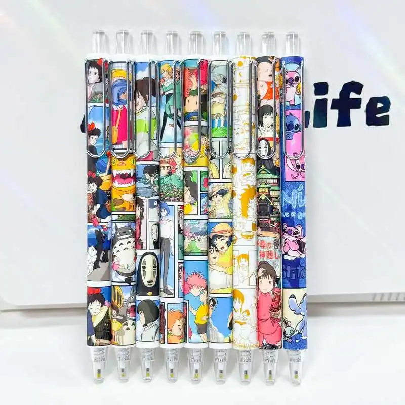 

6/24pcs Anime Hayao Miyazaki Press Neutral Pen Cartoon 0.5 Smooth Paper-Free Black Signature Pen Student Stationery Gift