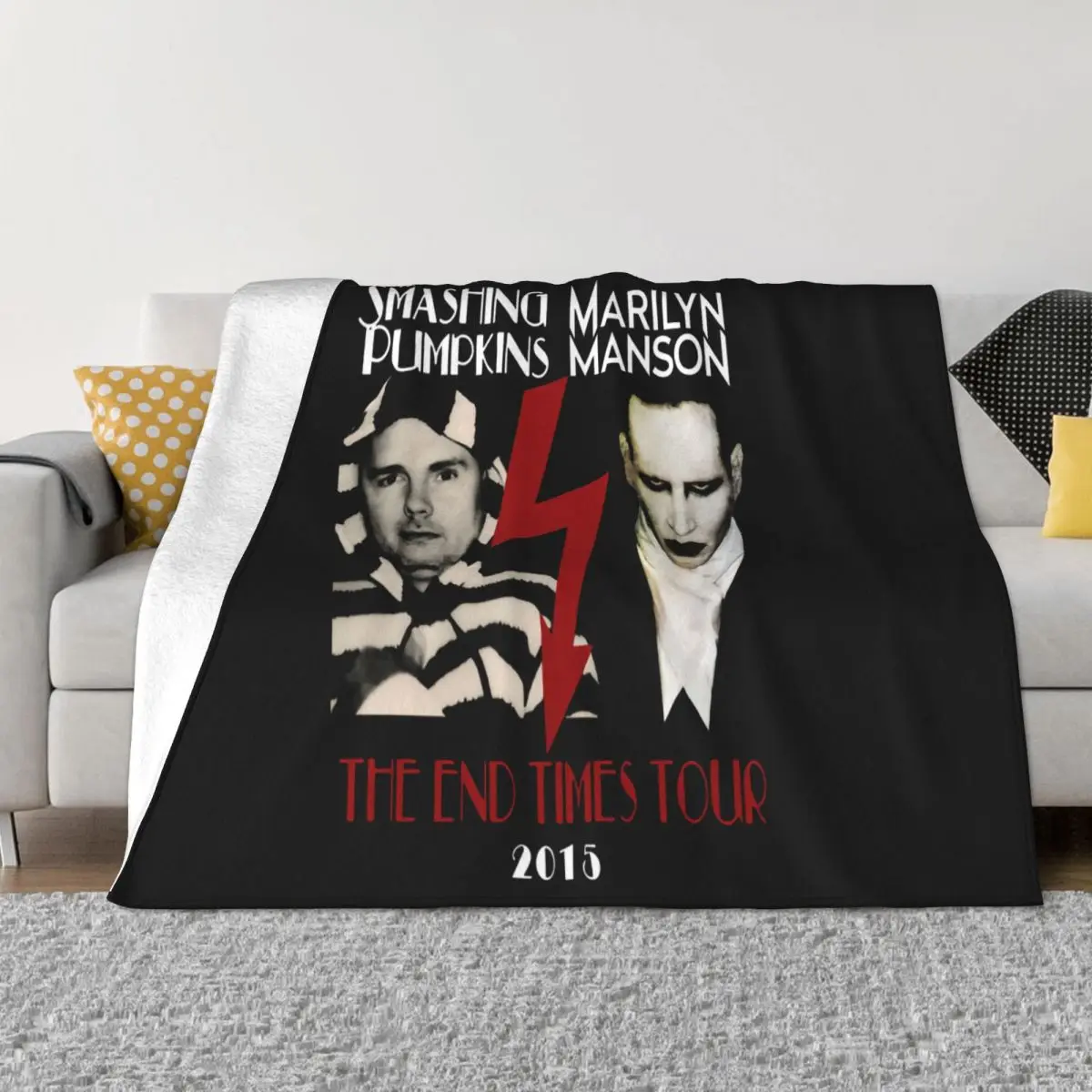 Vintage Marilyn Manson Xl Mm X The Smashing Pumpkins 2 Creative Design Best Selling Autumn Throw Blanket