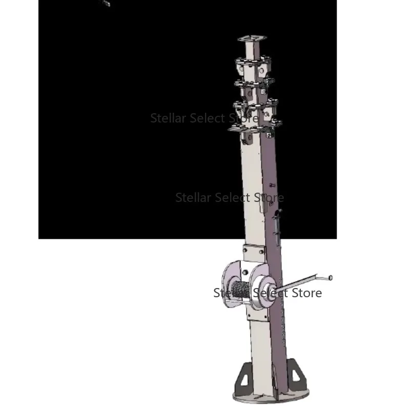 6m  Design Manual Crank Winch Powered Telescopic Mast Self Lock Stage Equipment Truss Lifting Pole Tower