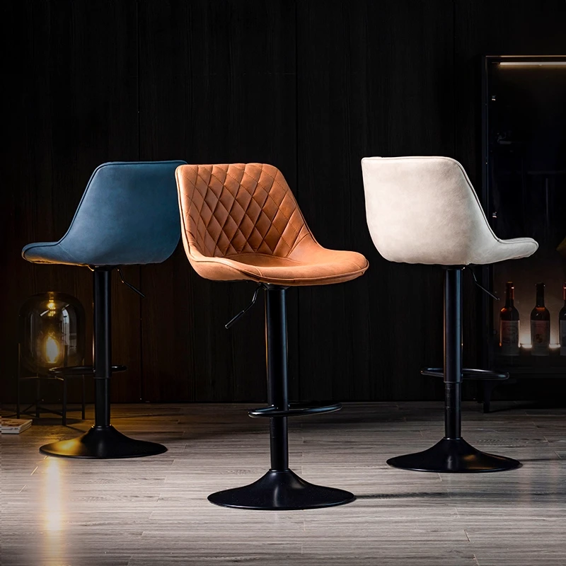 Bar Chair Modern Simple Lifting Rotating Front Desk Bar Stool Backrest Light Luxury Home High Stool Bar Chair