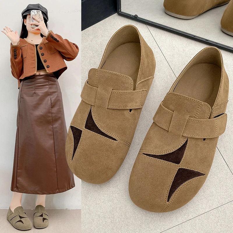 

Women's Flat Shoes Suede Round Toe Low Heel Mules for Women Casual Walking Comfortable One Kick Outdoor Fashion Zapatos Mujer