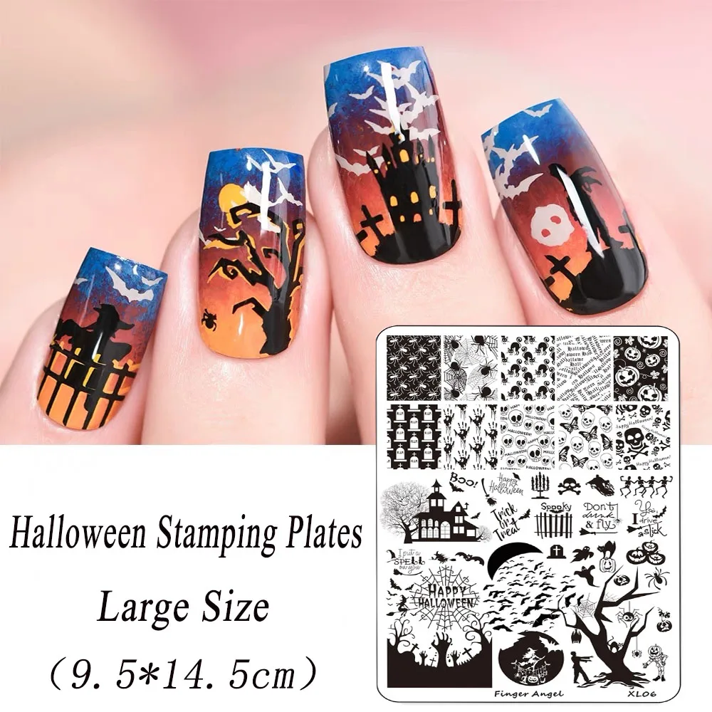 1pcs Halloween Nail Stamping Plates Pumpkin /Skull /Flowers /Star Stainless Steel Printing Stencil Reusable DIY Nail Steel Plate