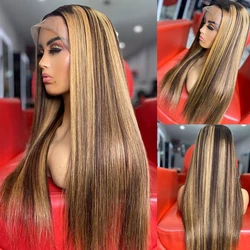 Highlight Straight Wig Colored Straight Lace Front Wigs For Women Human Hair Preplucked 13x4 Straight Lace Front Human Hair Wigs