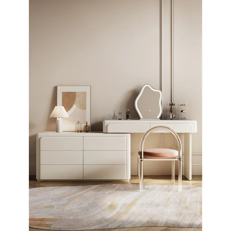 Dialogue Space Solid Wood Bucket Cabinet, Dressing Table, One Piece Bedroom, Modern and Simple Small Unit, Telescopic Cream Styl