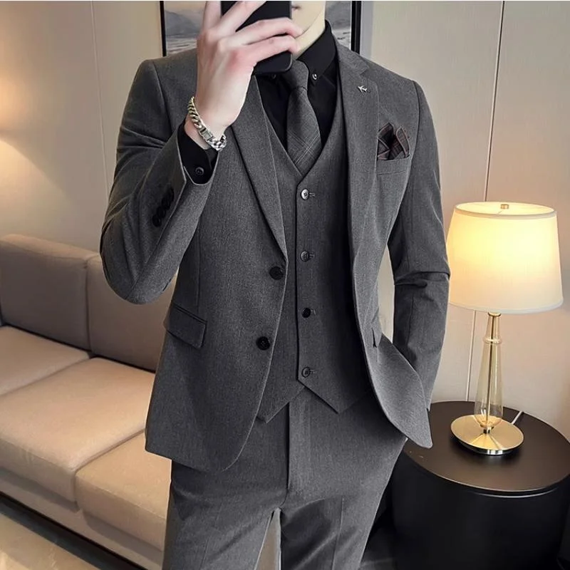 

Men's Faionable Casual Wedding Suit Set Polyester Blend Ultra Slim Fit Busin Casual omsmen Best Man Adult Ceremony