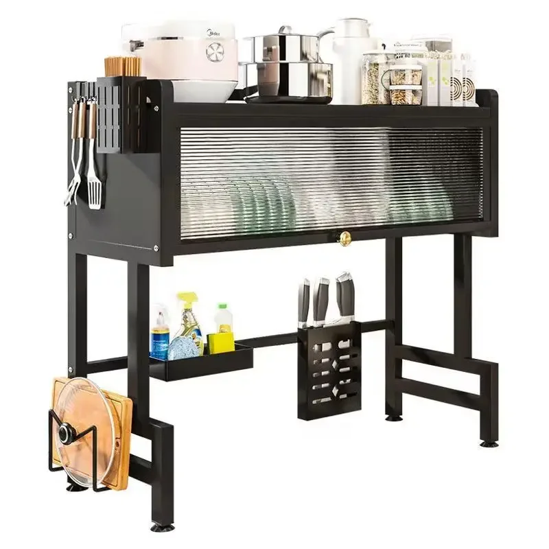 Durable Thickened Bold Pull-out Dish Rack Kitchen Shelf Multifunctional Dust-proof Storage Drain Rack