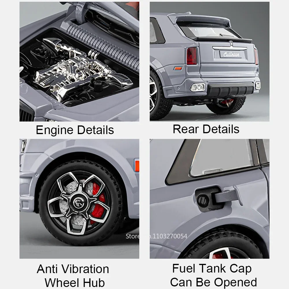 1:20 رولز رويس كولينان شارة سوداء فانتوم سبيكة نموذج اللعب دييكاست سيارة 6 أبواب مفتوحة ضوء الصوت التراجع هدايا عيد الميلاد