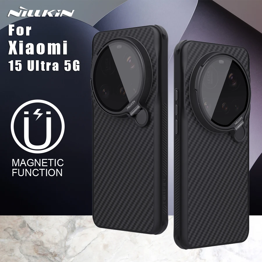 

For Xiaomi Mi 15 Ultra 5G case CarboProp Fiber Magnetic Adapt Lens Translucent Black Camera Cover Protection Back Cover