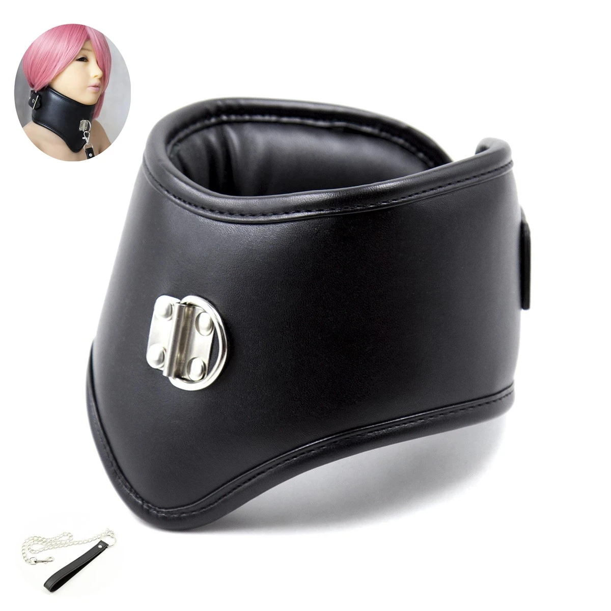 Erotic Black Soft Sponge Padded Inside Leather Chastity Posture Neck Collar For Bdsm Choker Bondage Couples Harness Sex Products - Image 3
