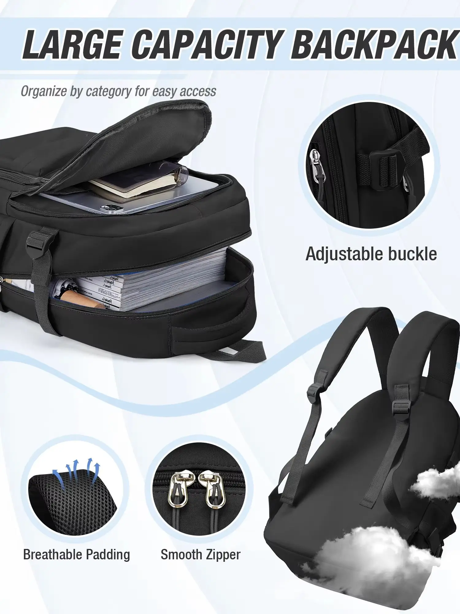 Ransel Kasual Ringan, Ransel Laptop 15,6 Inci, Ransel Sekolah Kampus Perguruan Tinggi untuk Wanita Pria, Tas Buku Multipocket Lucu untuk Anak Perempuan