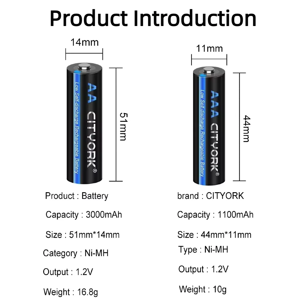 CITYORK 1.2V AA and AAA Rechargeable NIMH battery+  8 Slots LCD USB Battery Charger For 1.2V AA AAA NI-MH Rechargeable Battery