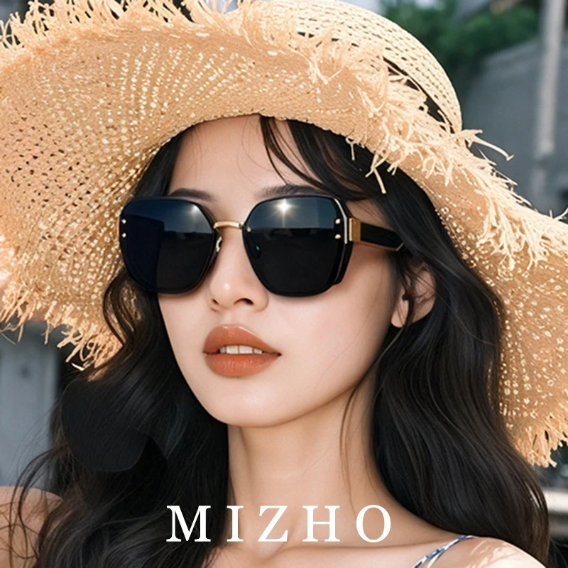 MIZHO High Quality Ins Sunscreen Sunglasses Women Oversized Gradient Green Eyewear Ladies Trendy Sun Glasses Clear Visual