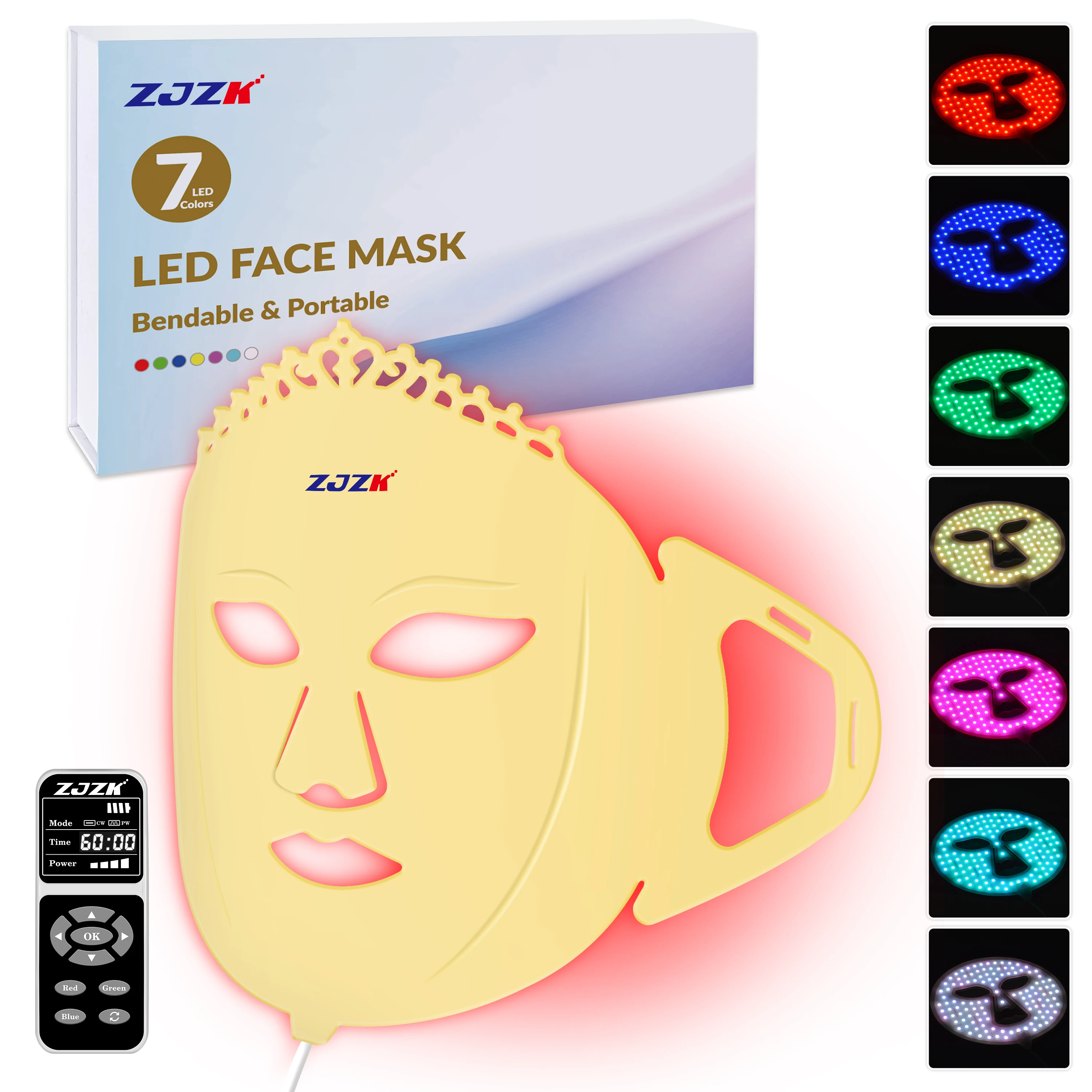 ZJZK LED Light Mask Skincare Professional 7 Colors Body And Face Low Level Laser Therapy Device For Ligament Repair Rosacea