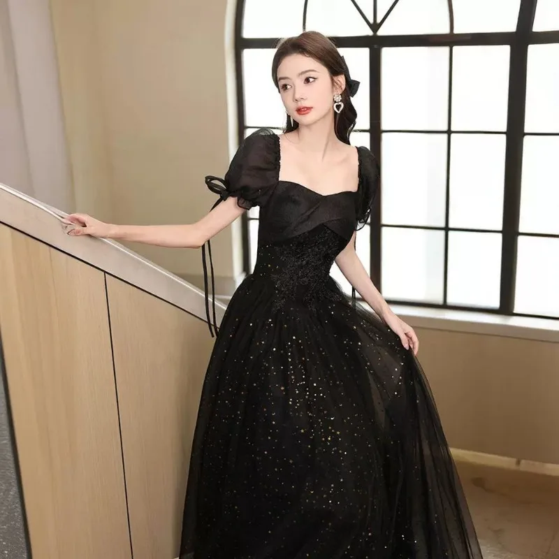 French Evening Dress for Women 2026 Black High-end, Niche Graduation Ceremony, Coming of Age, Dinner Dress, Customized for Women