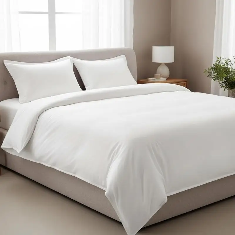 

Cotton Comforter Case 104x90in For Bedroom Guestroom Hotel, Soft Breathable 3 Piece Bedding 1 Duvet Cover 2 Pillow Shams Double Zipper Closure White