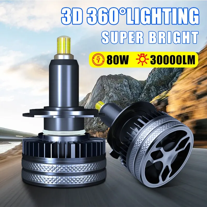 Carshark H7 H11 Led Bulb Headlihght 360 Turbo H1 H8 H9 Car Lights 30000lm Super Bright 9005 Hb3 9006 Hb4 9012 Hir2 Auto Fog Lamp