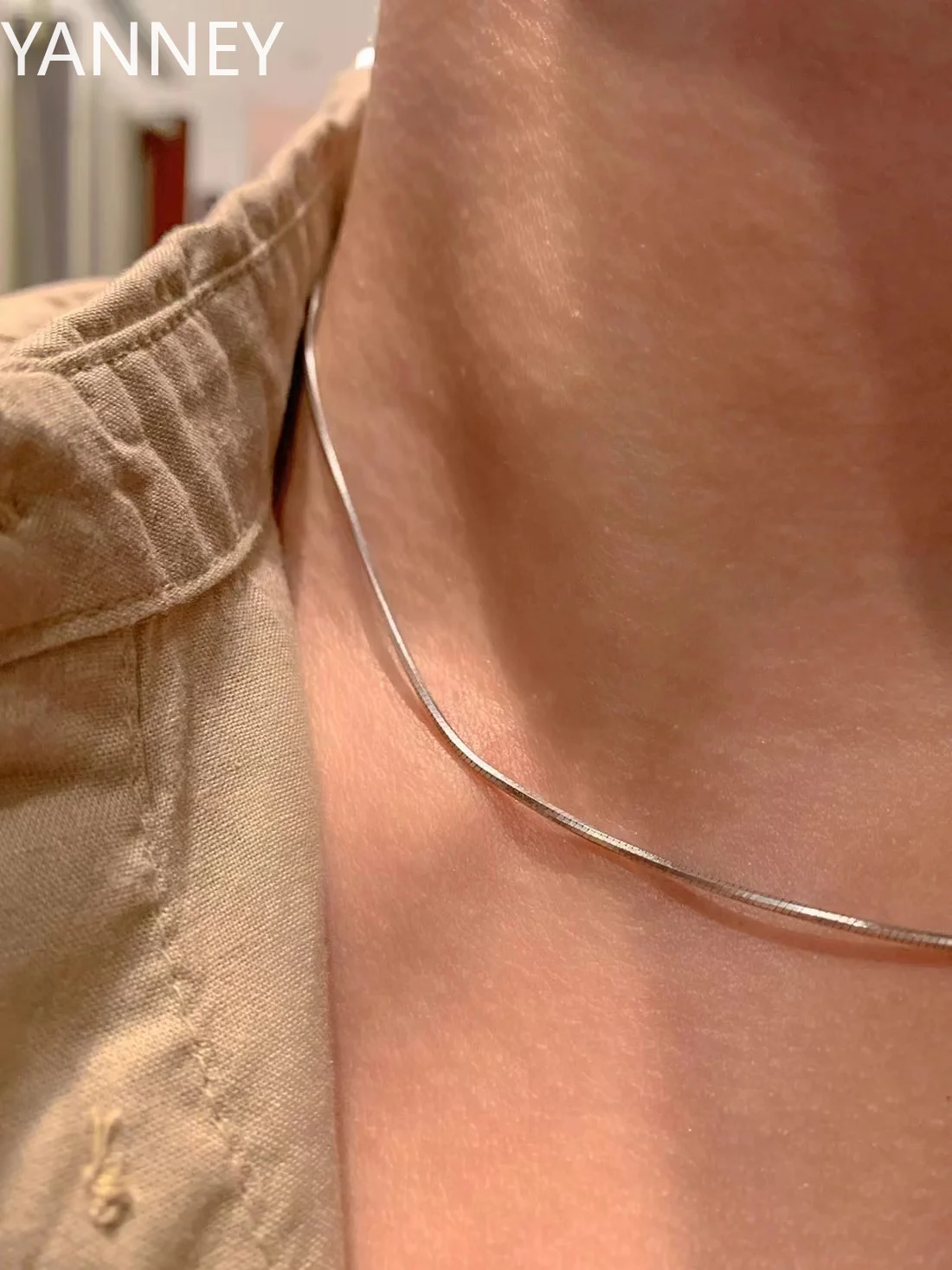 

1mm Basic 925 Sterling Silver Choker Fashion Simple Snake Bone Chain Necklace For Men Women Trendy Jewelry Accessories