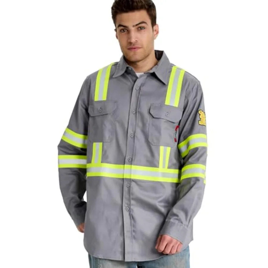 

Футболки SRsafety Hi Vis FR для мужчин, 7.0oz, с длинным рукавом, огнестойкие рабочие рубашки, 100% хлопок, высоковидимые, для работы с повышенной опасностью возгораний.