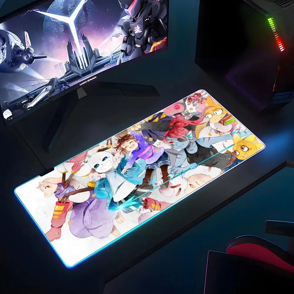 

Популярный игровой коврик для мыши U-Undertale, резиновый противоскользящий коврик для клавиатуры RGB, 40x90 см, коврик для мыши, игровые аксессуары, коврик для офисного компьютера XXL