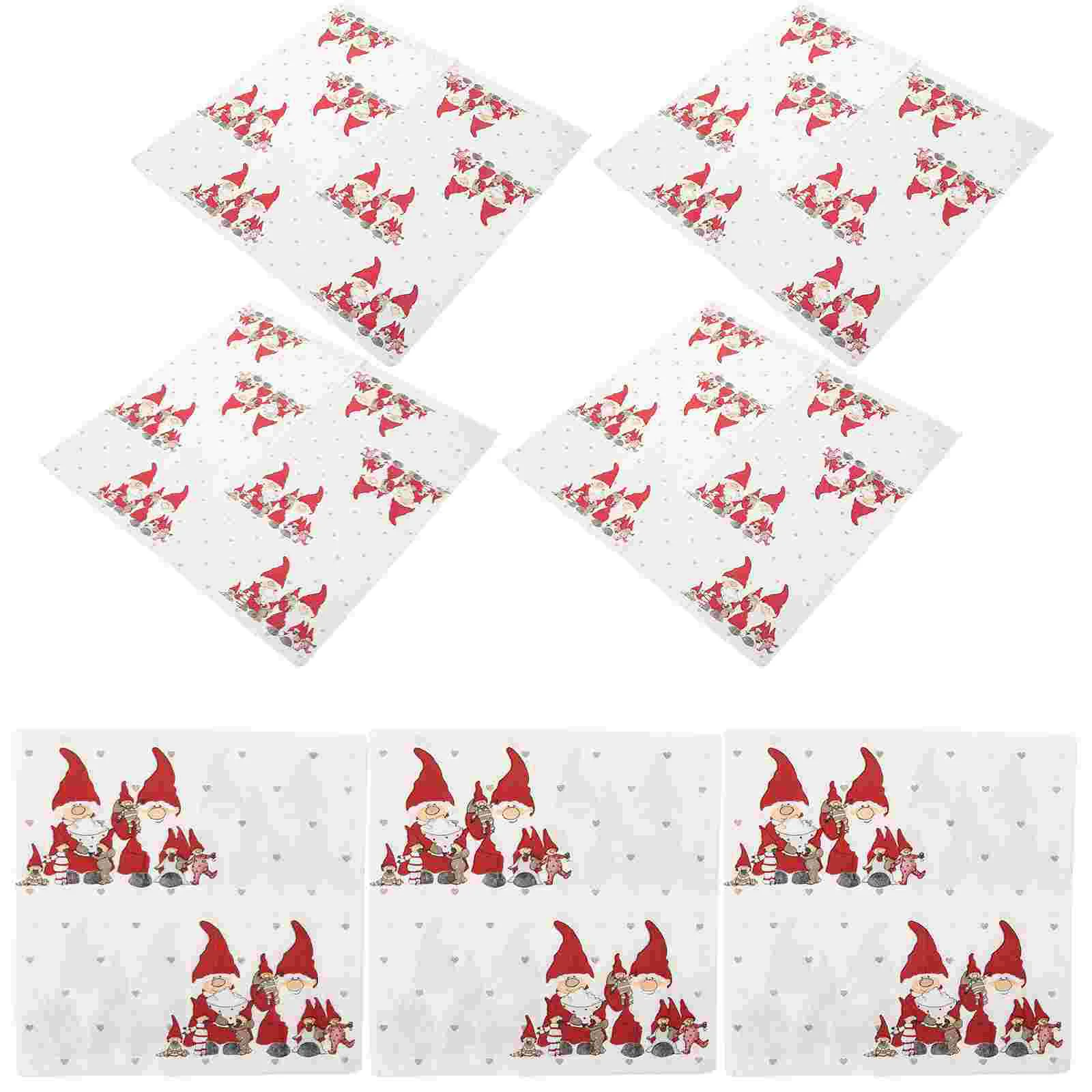 Serviettes Décoratives de Noël, Imprimées, Cocktail, Banquet, 40 Pièces