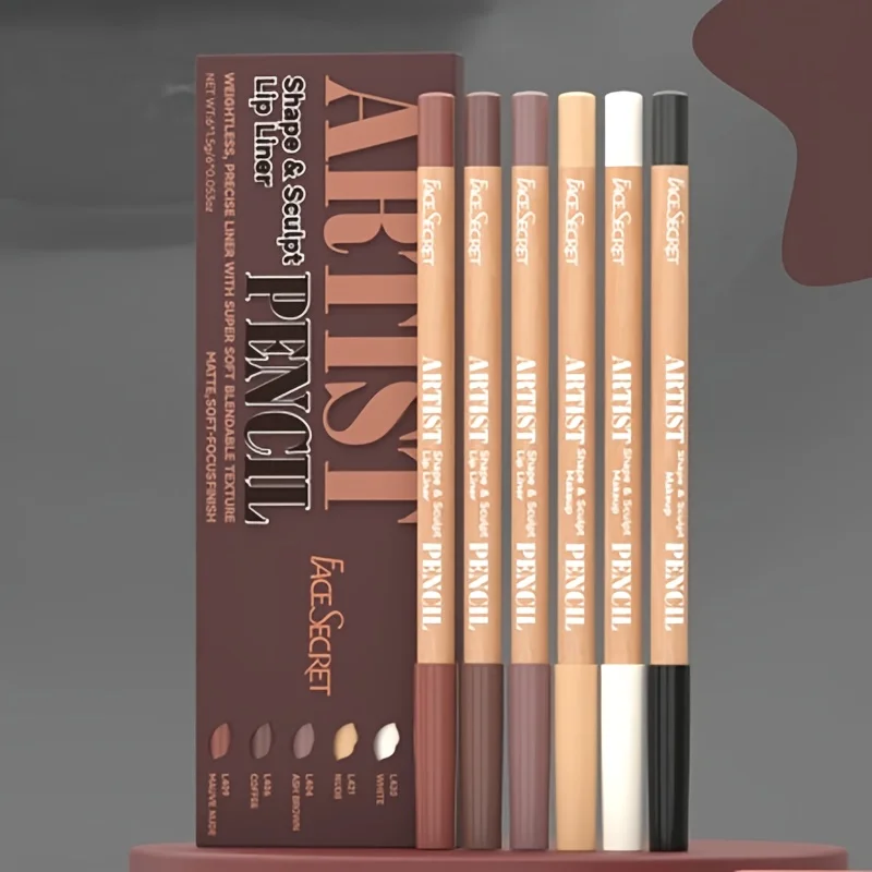 Set di 6 matite per labbra nude: finitura opaca naturale impermeabile a lunga durata, matite per labbra facili da pulire e senza sbavature per il trucco quotidiano