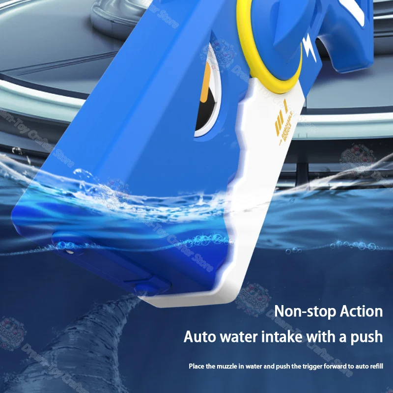 Electric Water Gun Toy for Kids Shark Style Automatic Suction High Speed Pulse Splash Blaster Outdoor Soaker Beach Play Fun