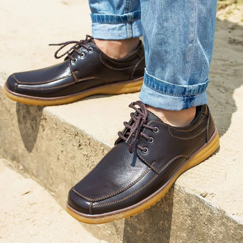 

Мягкие оксфорды, мужские кожаные туфли с квадратным носком, низкие кеды, трендовая классическая оригинальная обувь 2025 года, мужская повседневная обувь из искусственной кожи по цене