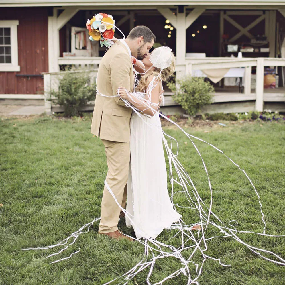 10/20Pack White Streamers Poppers Wedding Decorations Paper Crackers Hand Throw Confetti Streamer for Engagement Party Supplies