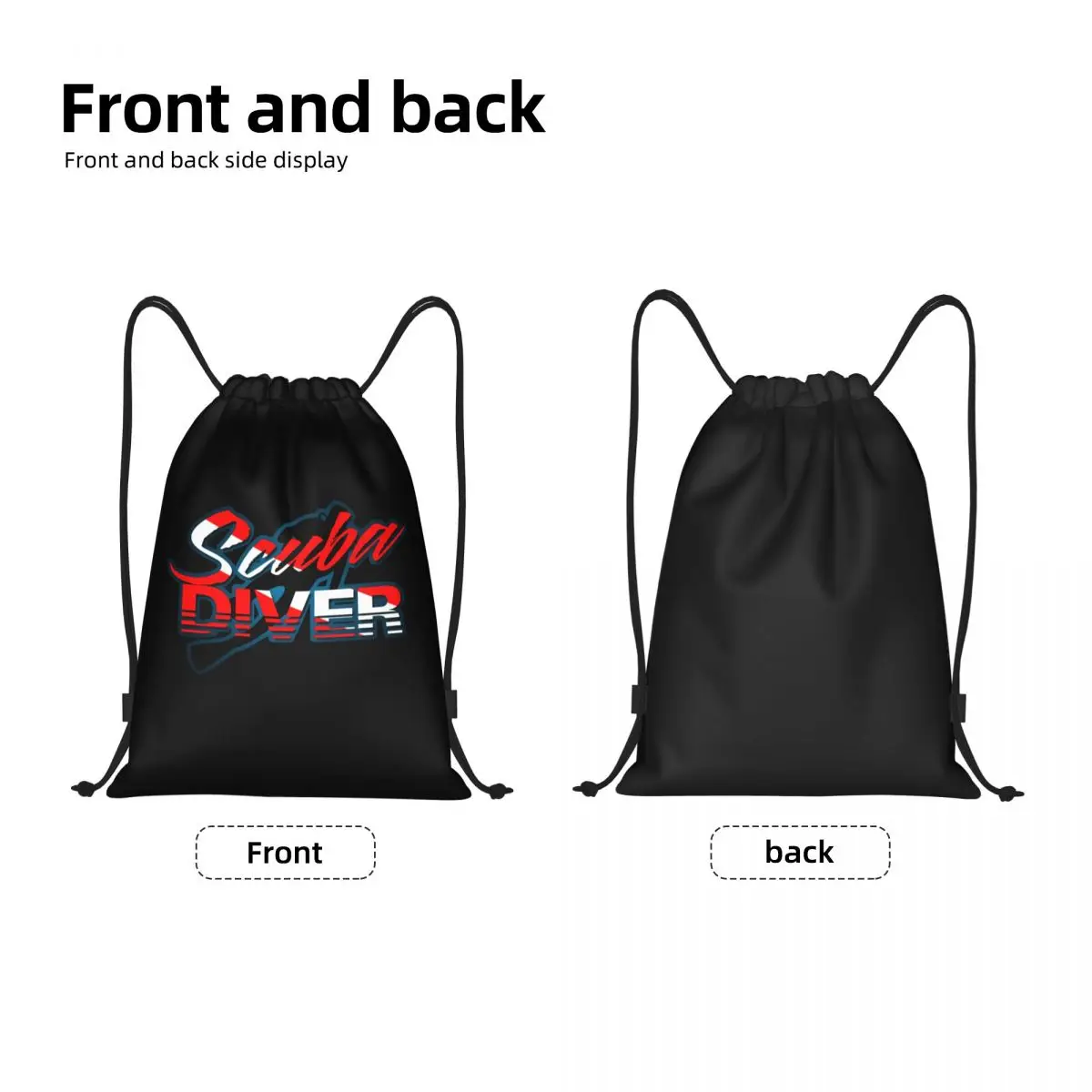 Scuba Diver-Diving Club Drawstring Backpack Women Men Gym Sport Sackpack Foldable Training Bag Sack