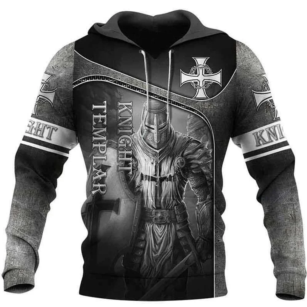 Knights Templar 3D-Druck Herren Laxity Hoodie Lässiger Oversize-Pullover Beliebter Streetwear-Mode-Sweatshirt Trendige Herrenbekleidung – Detail 14