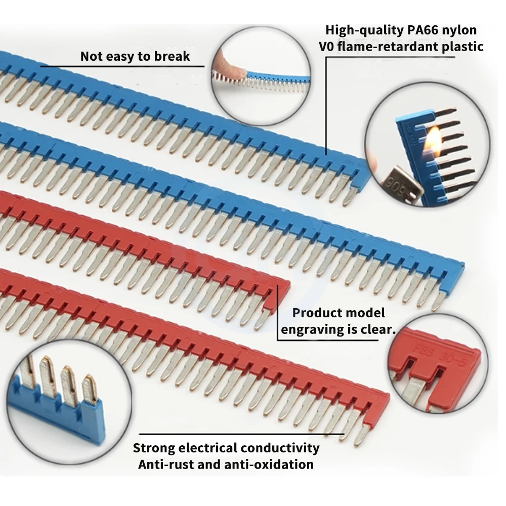 (1 pcs) Phosphor bronze FBS30-5 centre jumper strip PT2.5 connection strip ST spring-loaded terminal 40/50/60-5 bridging