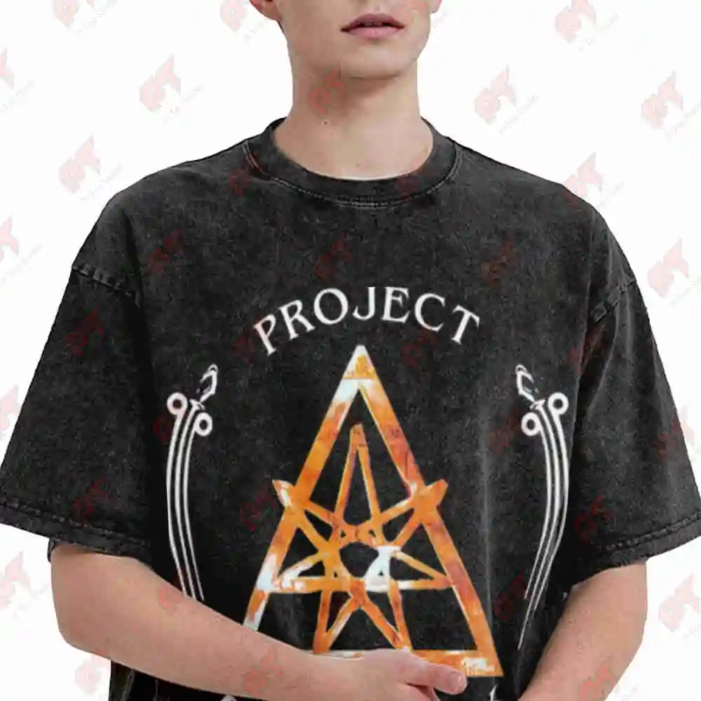 Project Pitchfork Pentagram Scratch My Back Vintage Washed Tee Pure Cotton T-Shirt
