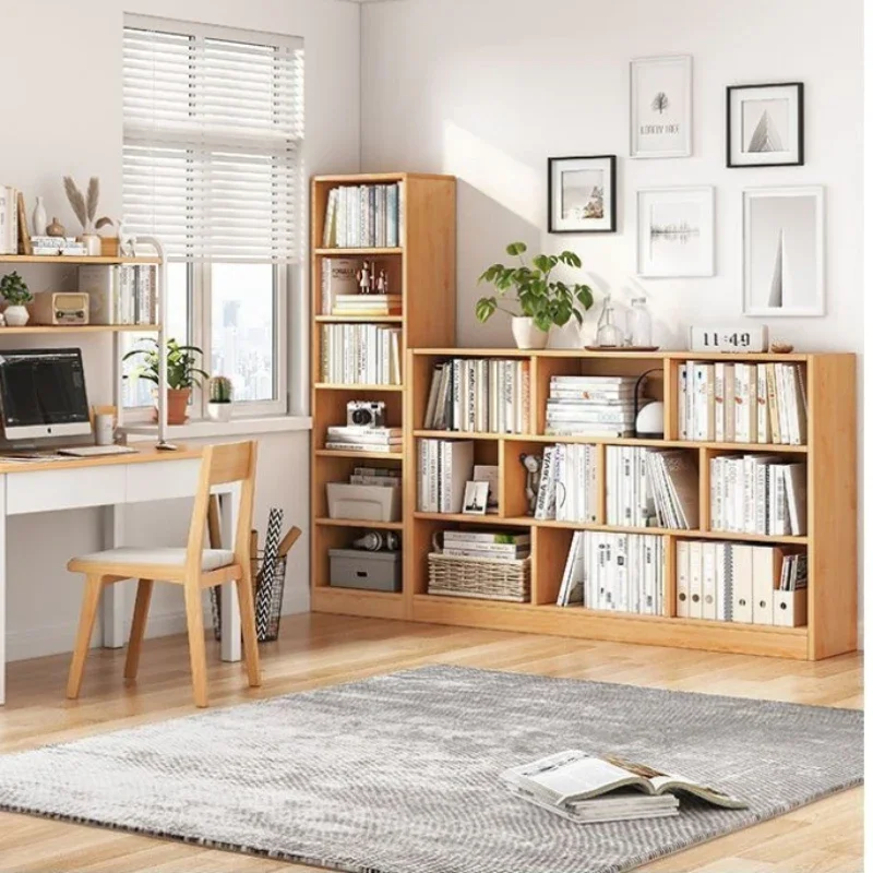 Simple floor-to-wall multi-grid bookshelf school free combination multi-layer storage shelf picture book reading low cabinet